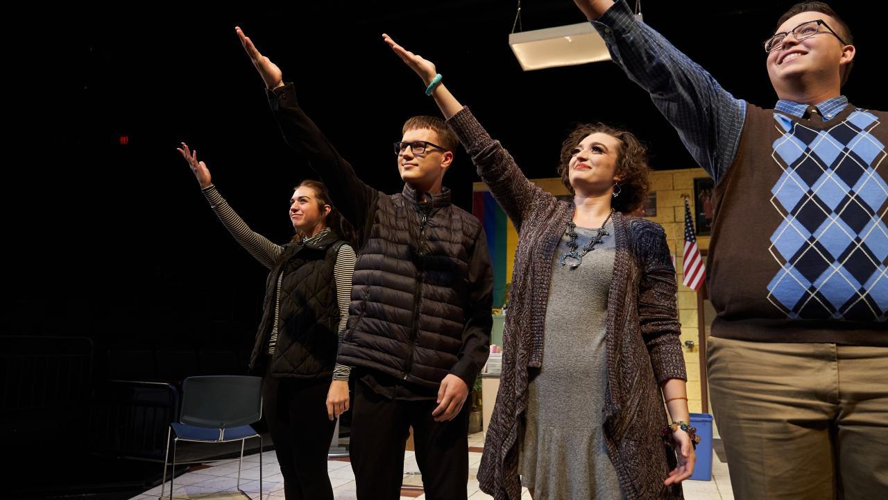 Students performing in the Thanksgiving Play